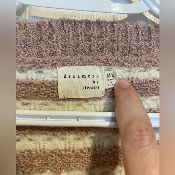 dreamers by debut Ash Pink Striped Knit Sweater Size M/L - Picture 4 of 9